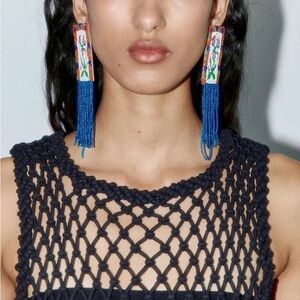 Zara BEADED EARRINGS. Multicolored. One Size. New with Tags.